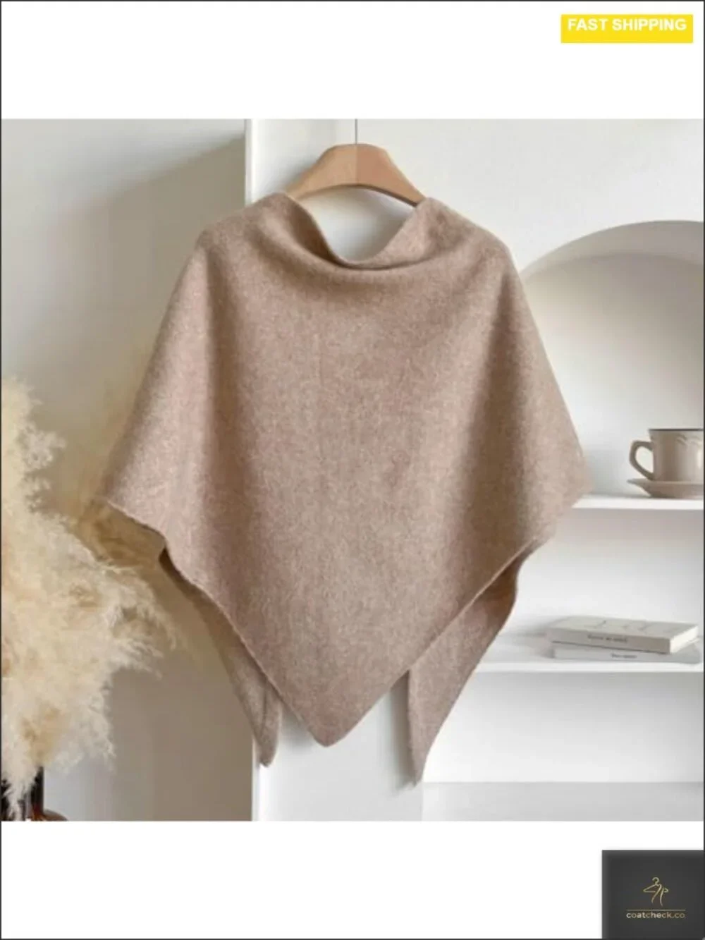 Women's Fleece Poncho Shawl Wrap Scarf Knit Triangle Soft Non-Irritating Warm